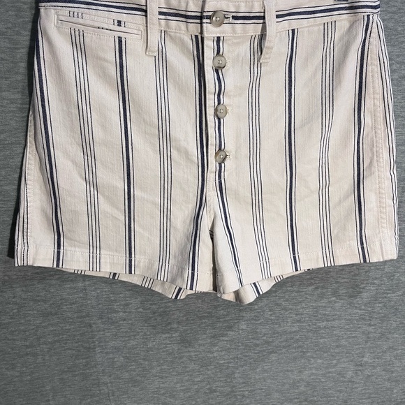 Madewell Tan and Blue Flat Front Shorts - Picture 1 of 6